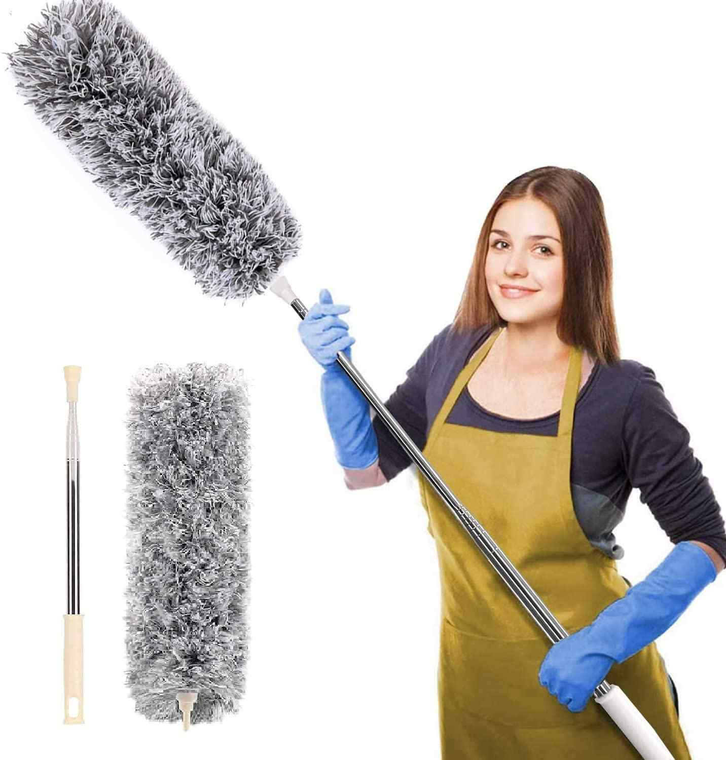 Microfiber Feather Duster Bendable & Extendable Fan Cleaning Duster with 100 inches